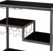 Contemporary Style Metal Bar Cart With Tempered Glass Shelves; Gunmetal Gray Black