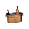 Metal Wine Cooler with Ring Handle and Studded Nail Accents; Bronze; DunaWest