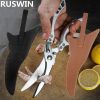 Kitchen Scissors Chicken Bone Kitchen Shears Duck Fish Cutter 4Cr13 Stainless Steel Fish Scissor Scale Clean Cook Scissors Knife